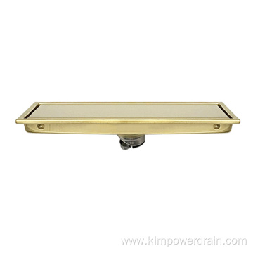 brushed gold tile insert design floor drain